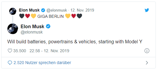 Elon Musk Twitter, Gigafactory Brandenburg