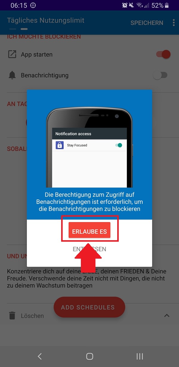 Android App-Limit einrichten, Android App Limit, Stay Focused