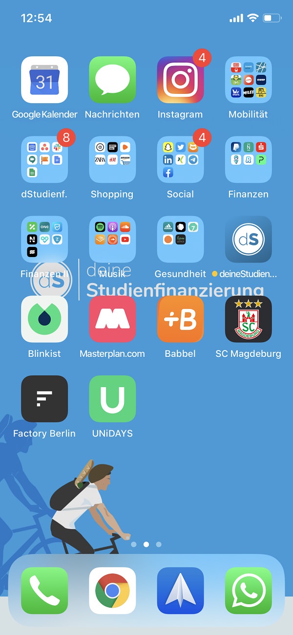 Homescreen, iPhone, Apple, Apps, Bastian Krautwald, deineStudienfinanzierung.de, Studienfinanzierung