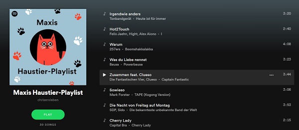 Spotify Haustier-Playlist, Spotify Pet Playlist, Haustier-Playlists