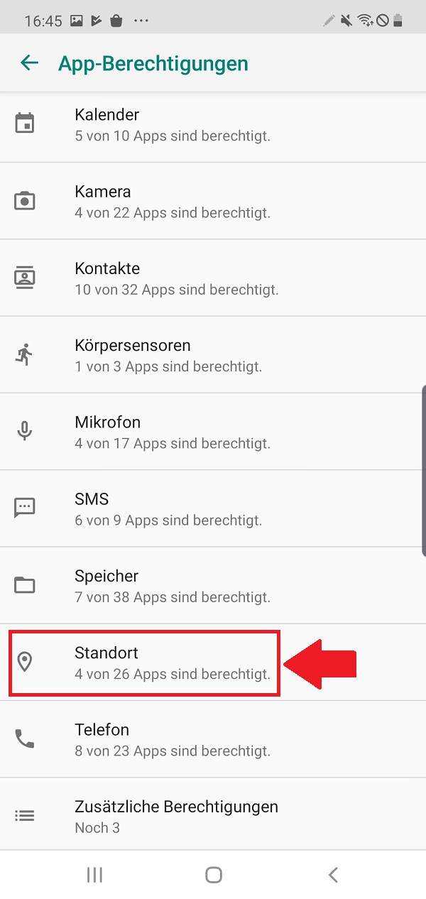 Android-Standort, Android Standort deaktivieren