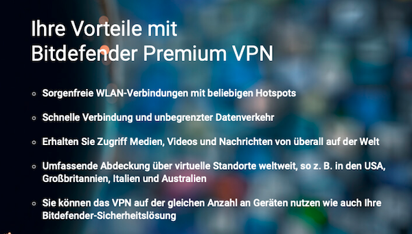 Bitdefender Premium VPN Vorteile