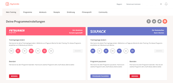 Gymondo Trainingsplan