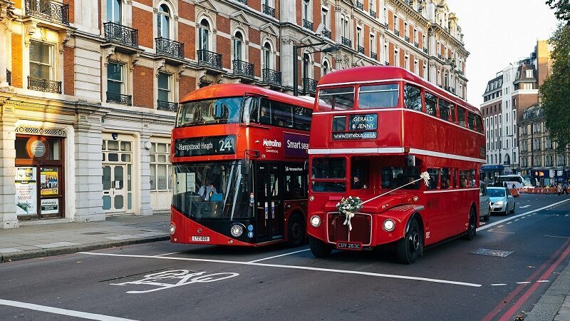 London, Straße, Doppeldeckerbusse, Busse, Verkehr, England