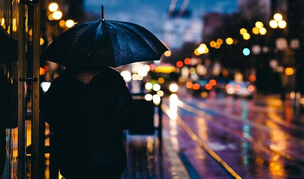 Regenschirm, Regen, Gewitter, Nacht