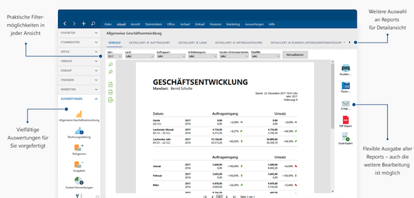 Dashboard WISO MeinBüro Buchhaltungssoftware