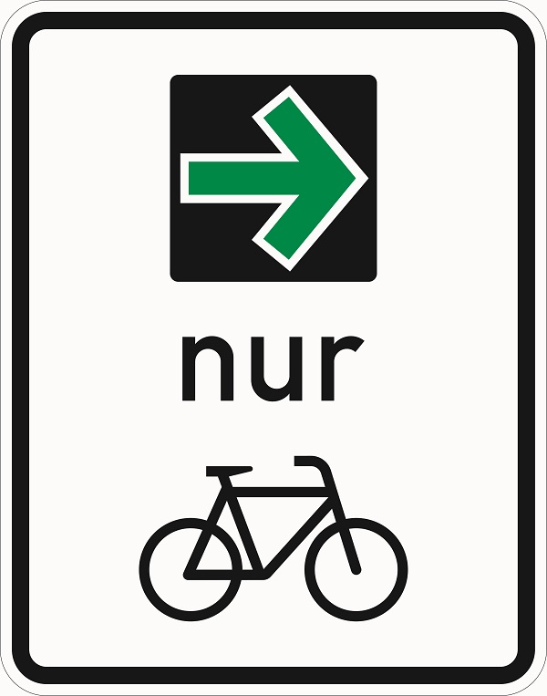 Grünpfeil Radverkehr, abbiegen, Fahrrad, Verkehrsschild, Straßenschild