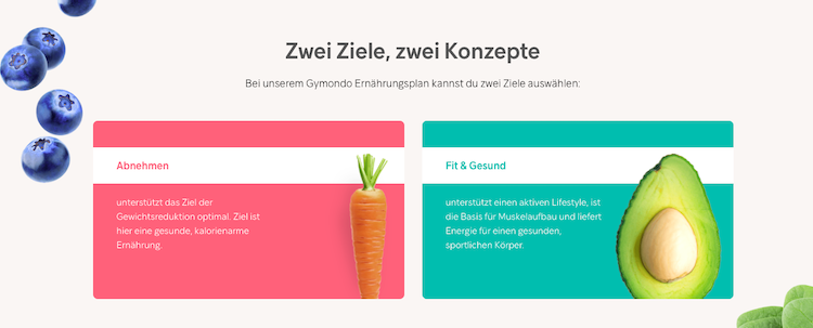 Konzepte Ernährungsplan Gymondo