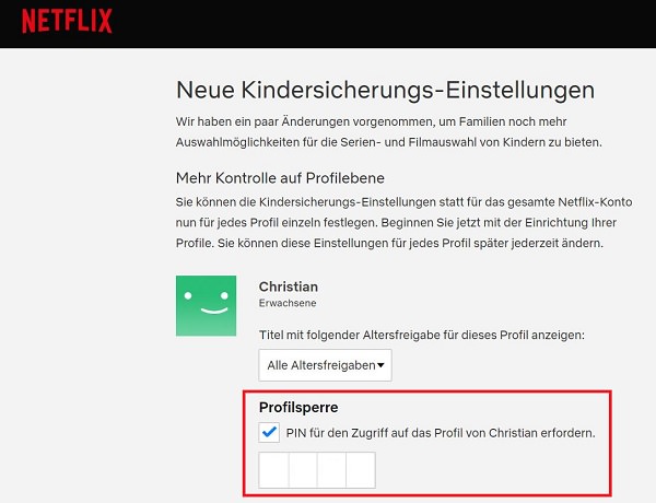 Netflix-PIN einrichten, Netflix-PIN ändern, Netflix-PIN löschen, Netflix-Code, Netflix Codes, Netflix-Altersfreigabe