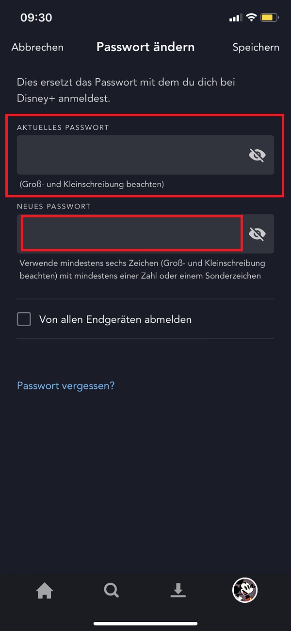 Disney Plus, Disney-Plus-Passwort ändern, Disney-Plus-Passwort zurücksetzen