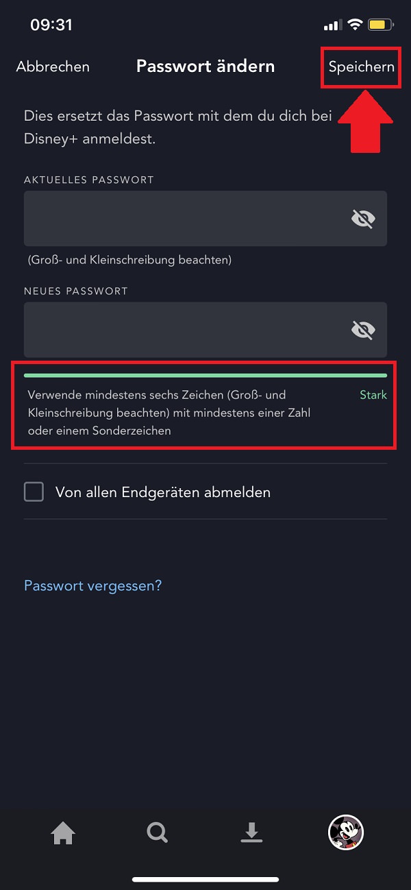 Disney Plus, Disney-Plus-Passwort ändern, Disney-Plus-Passwort zurücksetzen