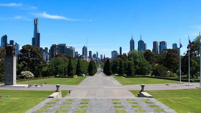 Melbourne Australien, Park, Skyline, Stadt