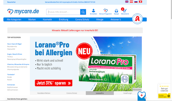 MyCare Startseite Online-Apotheke