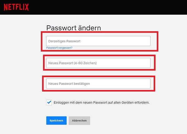 Netflix, Netflix-Logindaten ändern, Netflix-Login, Netflix-Passwort ändern