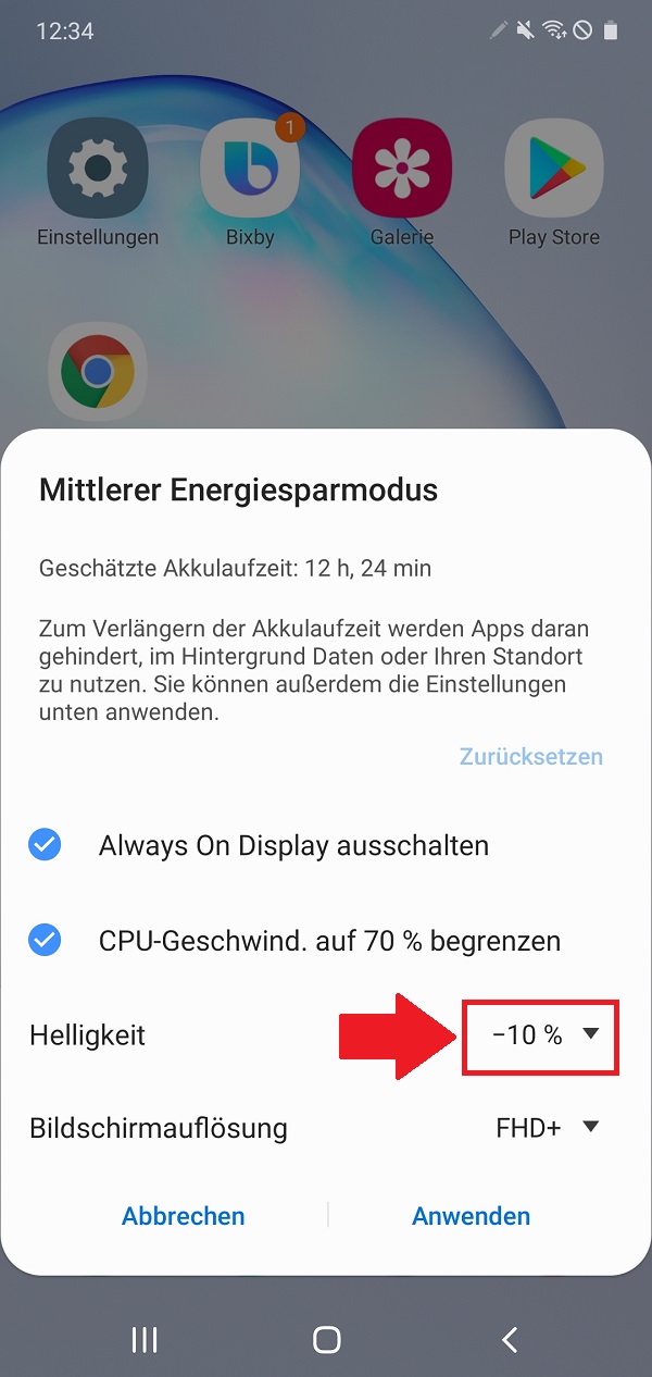 Android-Energiesparmodus aktivieren, Android Energiesparmodus aktivieren, Samsung Galaxy Note 10 Plus