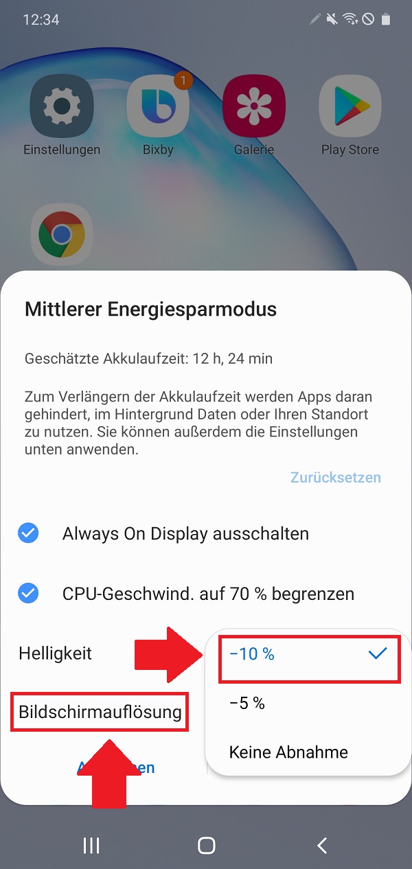 Android-Energiesparmodus aktivieren, Android Energiesparmodus aktivieren, Samsung Galaxy Note 10 Plus