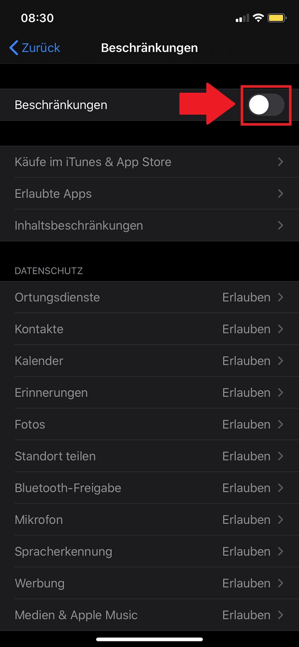 Apple-Kindersicherung aktivieren, Apple-Jugendschutz aktivieren, Apple-Kinderschutz aktivieren, iPhone 11