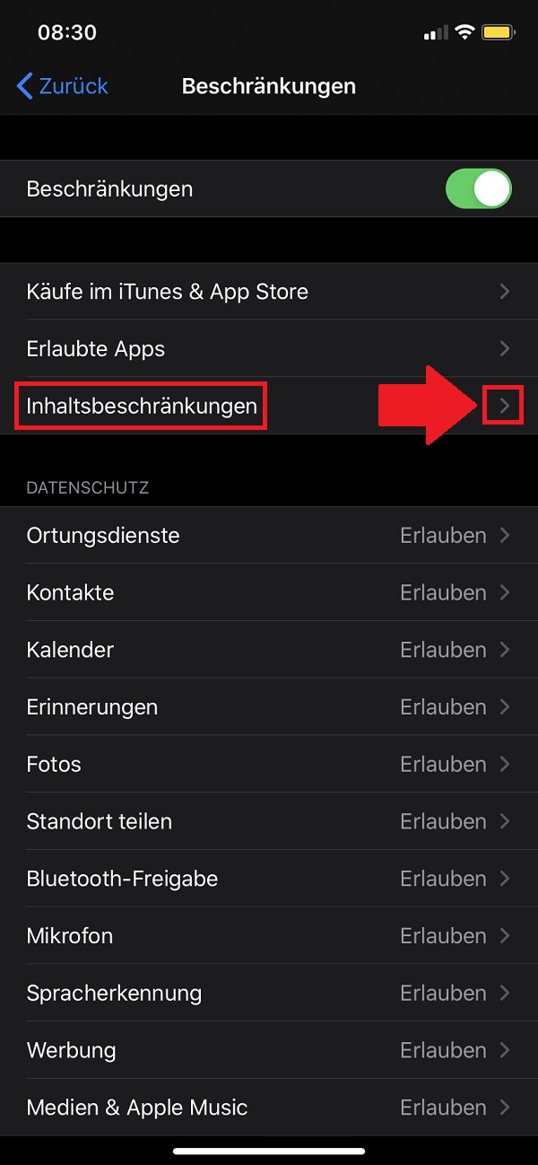 Apple-Kindersicherung aktivieren, Apple-Jugendschutz aktivieren, Apple-Kinderschutz aktivieren, iPhone 11