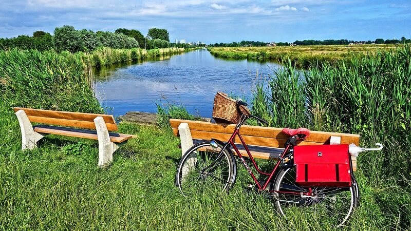 Fahrrad, Niederlande, Natur, Wasser, Gras