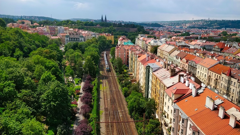 Prag, Stadt, Europa, Zug, Schienen