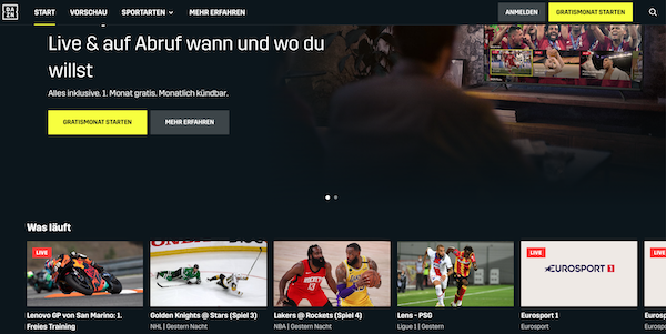 DAZN Startseite Sport-Streaming
