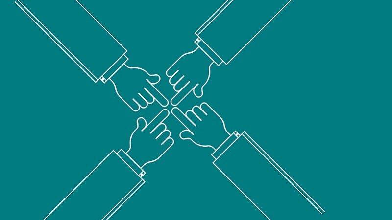 Zusammenhalt, Teamwork, Hände, Unternehmenskultur