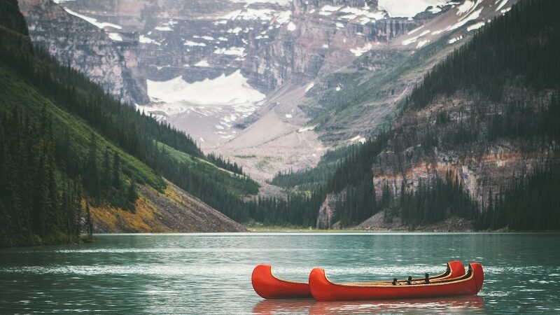 Lake Louise, Kanada, See, Kanu, Wasser, Berge