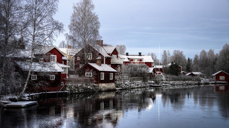 Schweden, Sundborn, Winter, Schnee, See, Landschaft