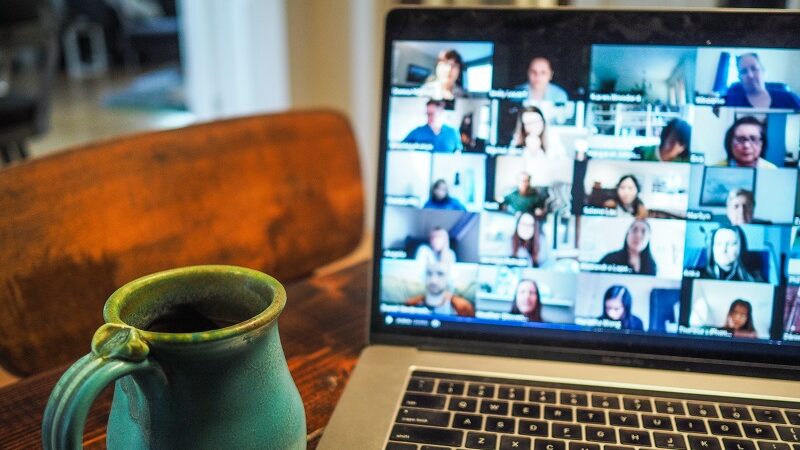 Laptop, Zoom, Videochat, Kaffee, Homeoffice