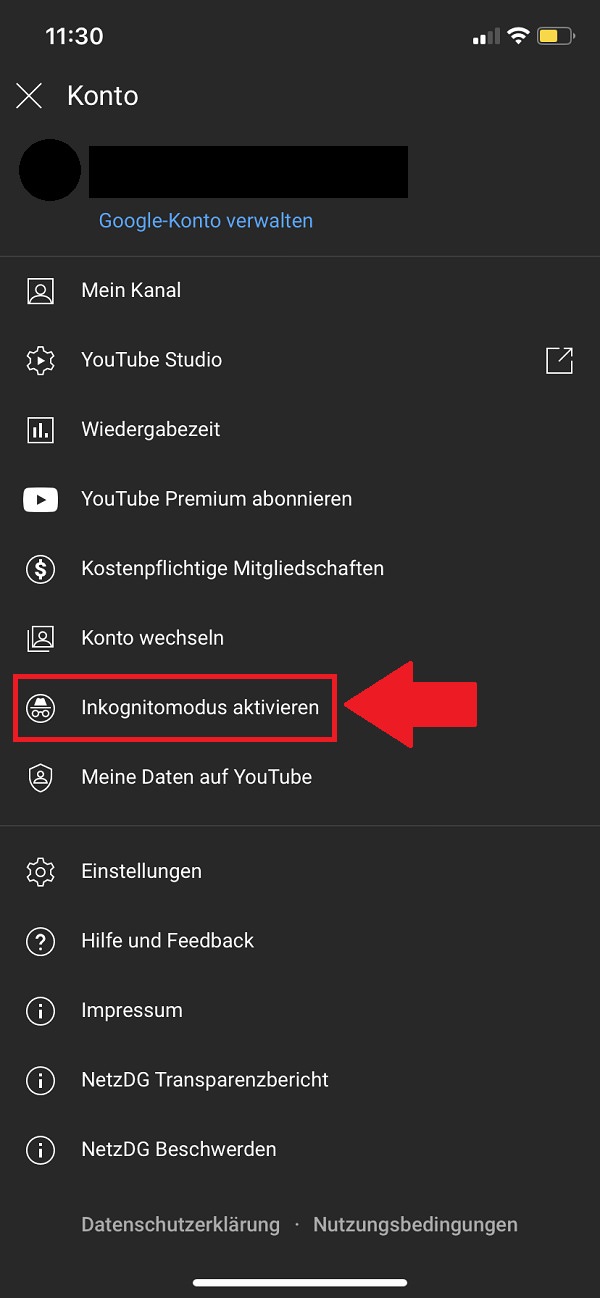 YouTube-Inkognitomodus aktivieren, Youtube Inkognitomodus aktivieren, Youtube Inkognito Modus