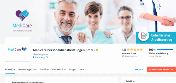 Medicare Personaldienstleistungen GmbH, Kununu