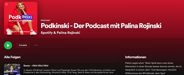 Palina Rojinski, Podkinski, beliebteste Podcasts in Deutschland