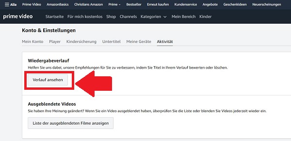 Amazon Prime Video Watchlist finden, Amazon-Watchlist finden, Amazon-Watchlist löschen