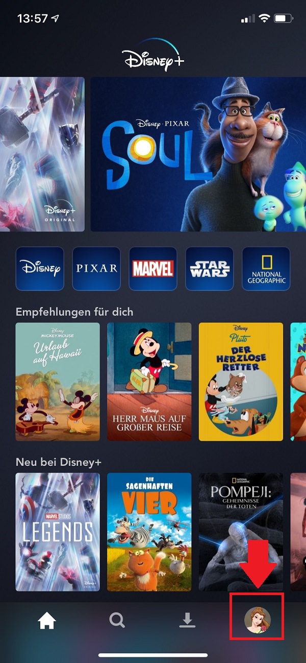 Disney Plus Watchlist finden, Watchlist bei Disney Plus