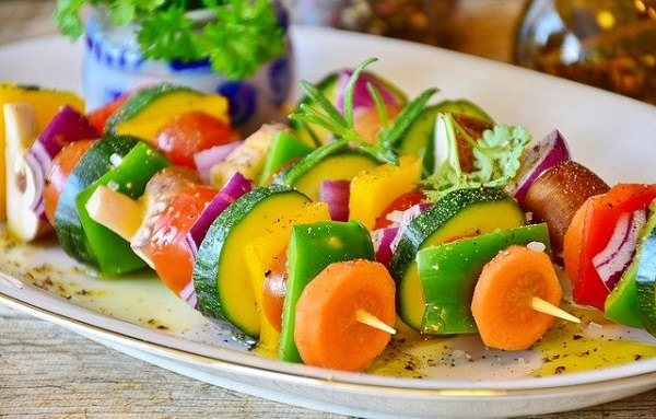 Abendessen, Spieße, vegetarische Spieße