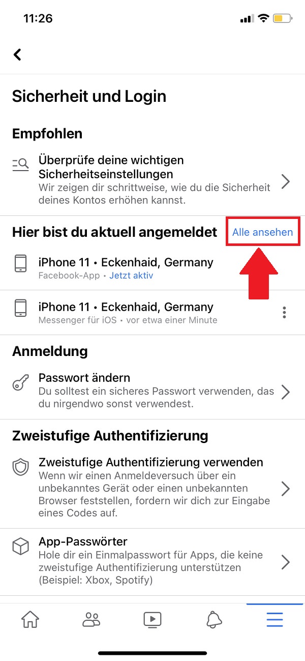 Facebook-Account gehackt, aktive Logins Facebook, aktive Facebook-Logins