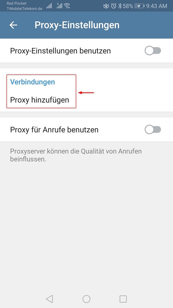 Telegram-Proxy aktivieren, Telegram Proxy Server einrichten