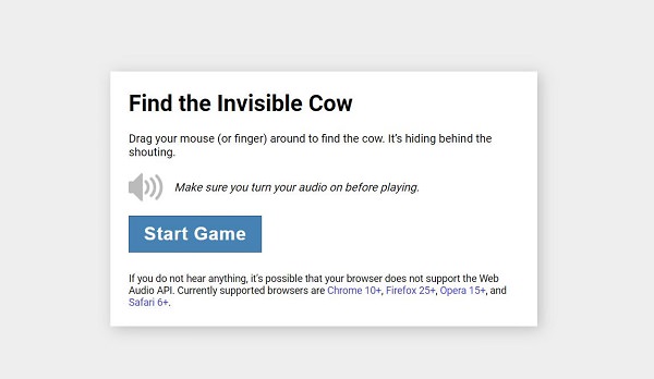 Find The Invisible Cow, unsichtbare Kuh