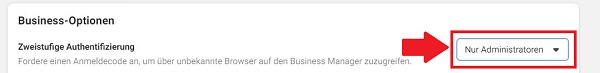 Facebook Business Manager Zwei-Faktor-Authentifizierung aktivieren, 2FA