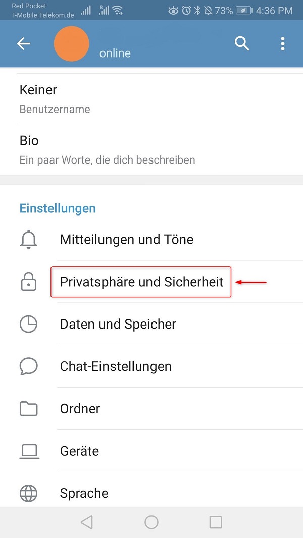 Telegram Online-Status verbergen, Telegram Zuletzt gesehen verbergen