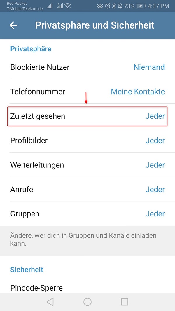 Telegram Online-Status verbergen, Telegram Zuletzt gesehen verbergen
