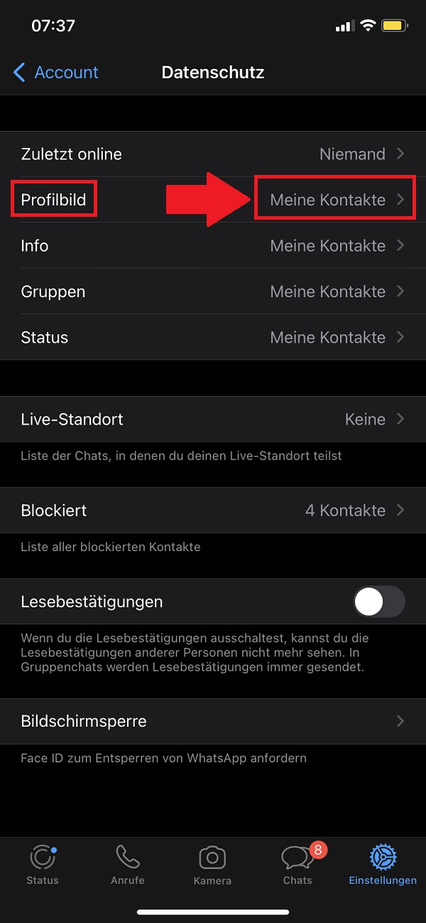 WhatsApp-Profilbild verbergen, WhatsApp Profilbild weg, WhatsApp Profilbild nicht sichtbar