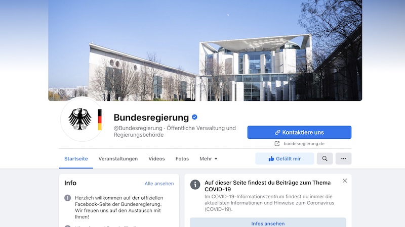 Facebook-Seite, Facebook, Bundesregierung, Facebook-Seiten