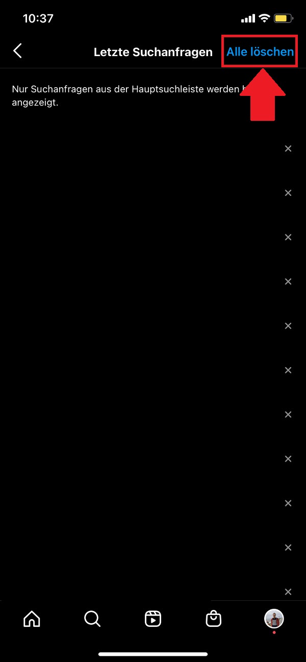 Instagram-Suchverlauf löschen, Instagram Suchanfragen löschen