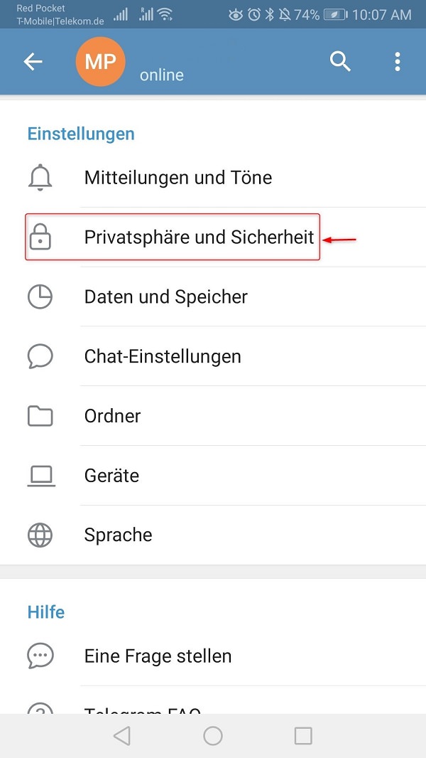 Pincode-Sperre bei Telegram einrichten, Telegram Pin Code, Telegram Pin vergessen