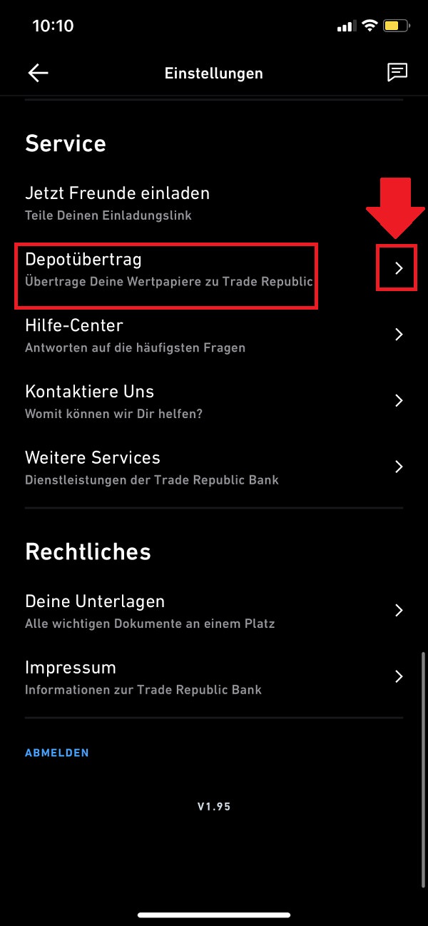 Trade Republic Aktien übertragen, Depotübertrag zu Trade Republic