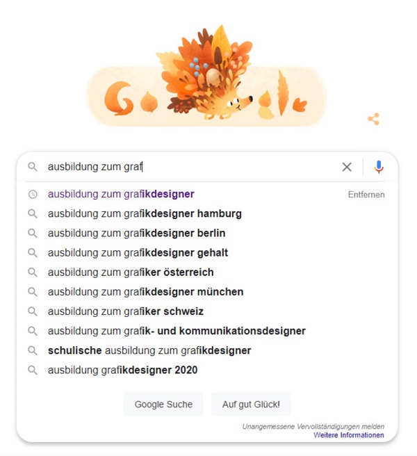 Google, Google-Suche, Ausbildung zum Graf, gendern und SEO