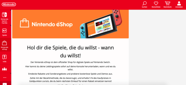 Nintendo eShop, Online-Spiele kaufen
