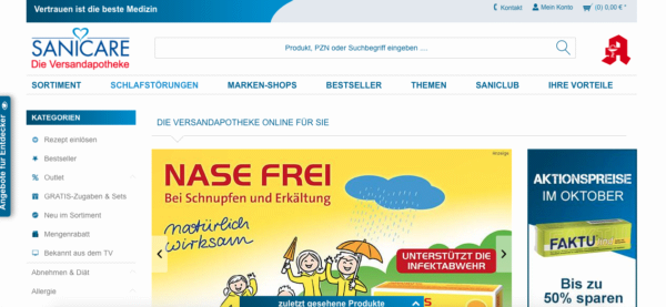 sanicare, Sanicare.de, Online-Apotheken in Deutschland