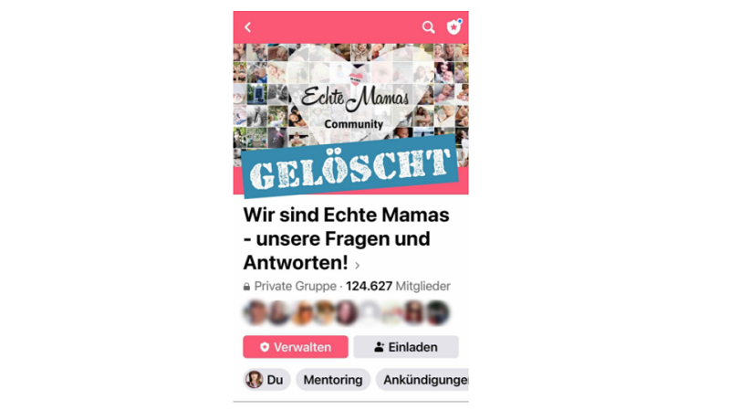 Echte Mamas, Facebook-Gruppe gelöscht